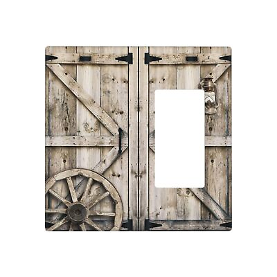 #ad Farmhouse Door2 Gang 1 GFCI Decor 1 Blank Light Switch Cover Decorative Combo...