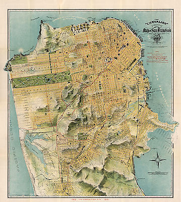 #ad #ad 1911 Map San Francisco The Chevalier Commercial Pictorial Tourist Wall Poster