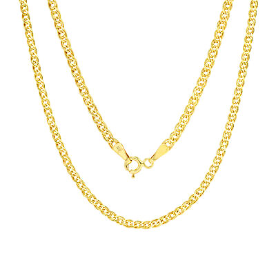 #ad 10K Yellow Gold 3mm Double Cuban Curb Link Chain Necklace Womens 16quot; 26quot; Hollow
