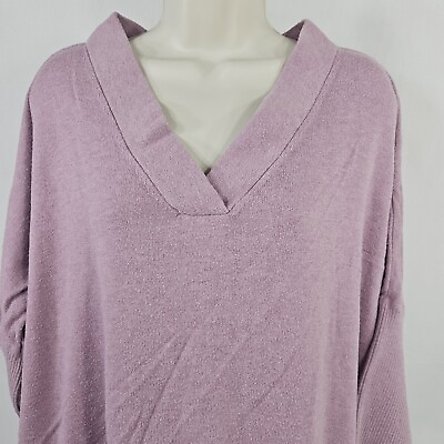 #ad Matty Women Top Blouse Size Medium Pink Sweater Blouse 2 3 Sleeve V Neck