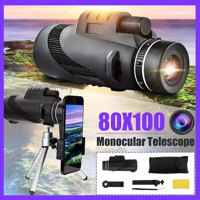Day Night Vision 80x100 Zoom HD Monocular Monocular Telescope BAK4