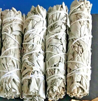 #ad 4 PACK White Sage Smudge Stick 4quot; to 5quot; Wands House Cleansing Negativity