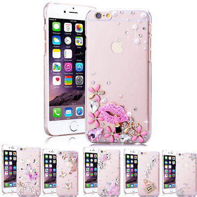 For Girls Women Bling Sparkly Case Crystal Clear Slim Diamonds Crown Soft Cover