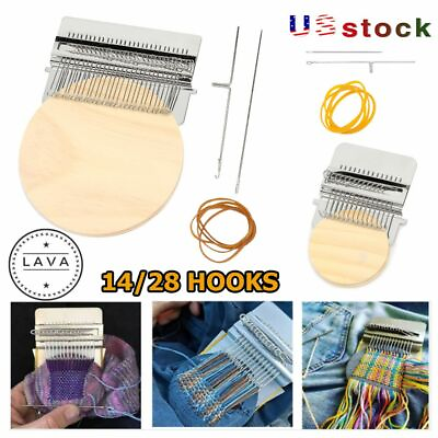 14 28 Hooks Small Loom Speedweve Type Weave Tool Darning Machine with Wood Disc