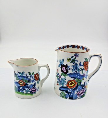 Antique Booths Silicon China Pompadour Creamer and Milk Pitcher England.