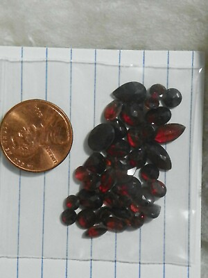 #ad Garnet 25.82 Cts 38 Faceted Red Purple Slight Natural Inclusions
