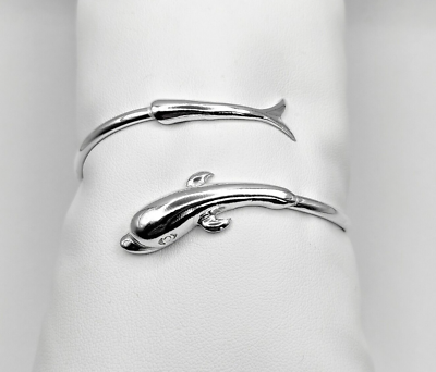 #ad Handmade Sterling Silver 925 Dolphin Bangle Bracelet