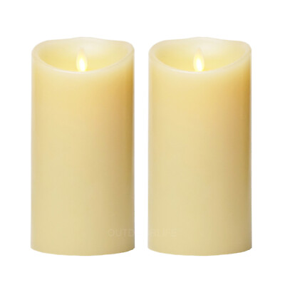Luminara Flameless Wax Scented Pillar Candle Moving Flame Battery Remote Ivory