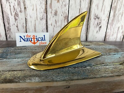 Solid Brass Shark Fin Paperweight Nautical Desk Decor Fish Figurine
