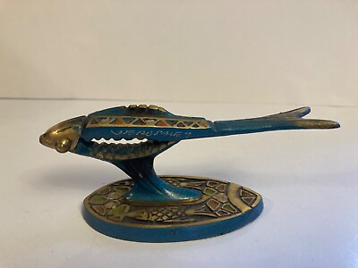 Rare Unique Design Vintage Brass Tabletop FISH Nutcracker Israel