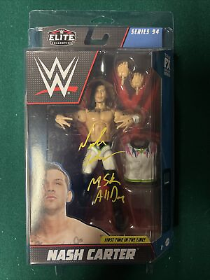 #ad Autographed WWE Elite Nash Carter Yellow MSK All Day MOC Defender NXT Figure