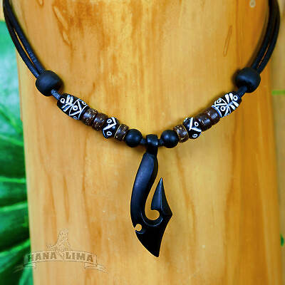 #ad Leather Necklace Surfer Necklace Hei Matau Maori Men#x27;s Necklace Ladies Necklace