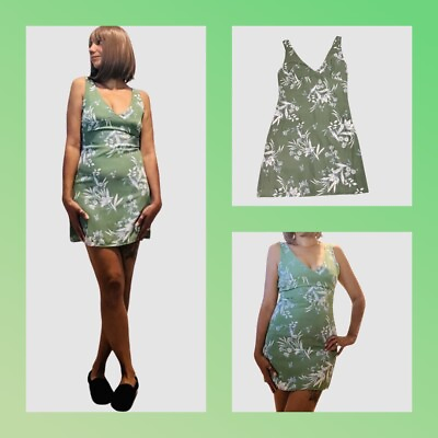 #ad Elegant and Flattering Rolla Coaster Women#x27;s V Neck Body Con Green Flower Dress