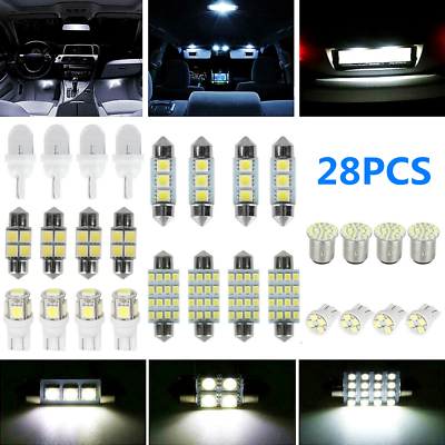 #ad 28Pcs Car Interior LED Light For Dome Map License Plate Lamp Bulbs Accessories