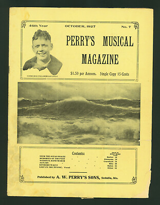 Perry#x27;s Musical Magazine October 1927 Charles Lindbergh Cover Titanic Song