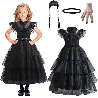 #ad Cosplay Addams Family Wednesday Party Halloween Dress Book Week Costume for Kids