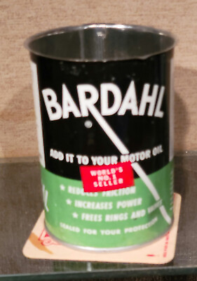 #ad 1950S NOS BARDAHL ADD TO MOTOR OIL STEEL METAL HALF QUART CAN SEATTLE WASHINGTON