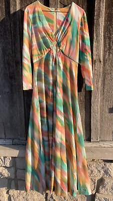 #ad Vintage 60s 70s Julie Miller of California Women’s M Colorful Psychedelic Dress