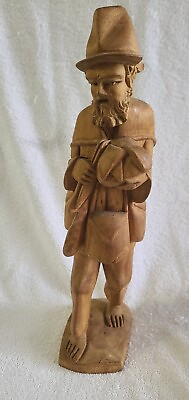 #ad Vintage 16quot; Hand Carved Wooden Figure