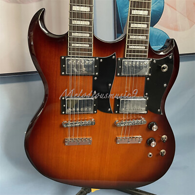 #ad Vintage Sunburst Doule Neck 126 String Solid Electric Guitar Chrome Hardware