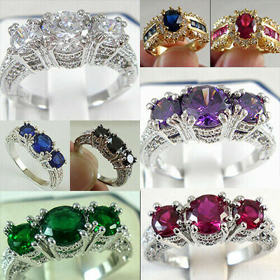 Women Handmade Jewelry Fashion 925 Silver Cubic Zirconia Wedding Rings Size 5 10