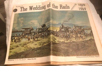 Wedding of the rails1869Promontory PointUtahUT special edition of newspaper