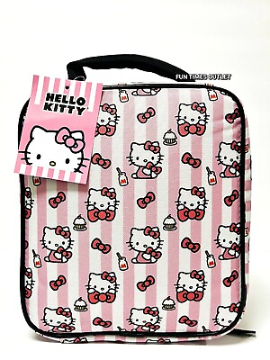 #ad Sanrio Hello Kitty School Lunch Bag Cup Cake Print Snack Tote Lunchbox Insulated