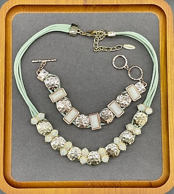 St. Thomas Signed Multi Strand Cord Necklace With Bracelet