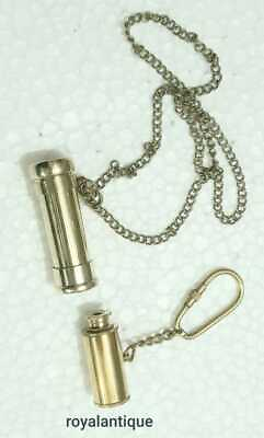 Antique Vintage Maritime Brass kaleidoscope And Telescope Two Key Ring Gift Item