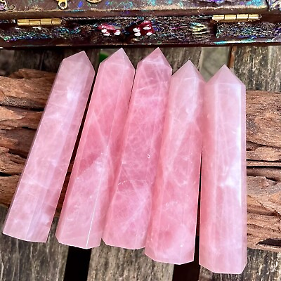 #ad Rose Quartz Healing Crystal Witchy Wand Reiki Tower Point Obelisk Ornament Gifts