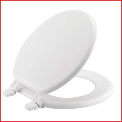 Round Closed Front Enameled Wood Toilet Seat in White Durable wood finish