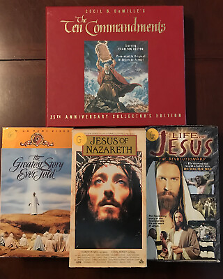 #ad VHS Set of 4 Jesus of Nazareth Ten Commandments The Greatest Story Ever Told Box