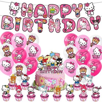 #ad #ad Hello Kitty amp; Friends Birthday Party Supplies Set Banner Balloons Cake Top Decor