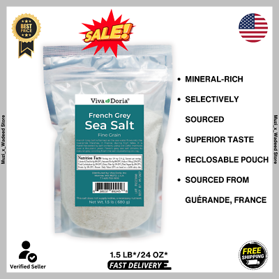 Light Grey Celtic Sea Salt No Additives Resealable Bag 1.5LB and Other Sizes
