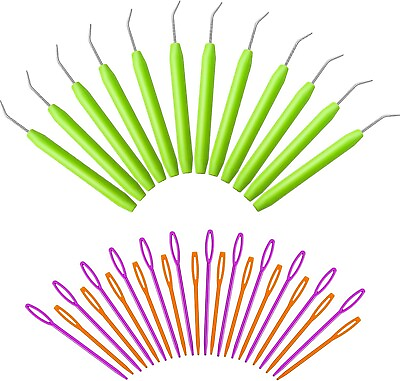 #ad 12Sets Loom Knit Hook Crochet Knitting Loom Hooks With Plastic Needles Large NEW