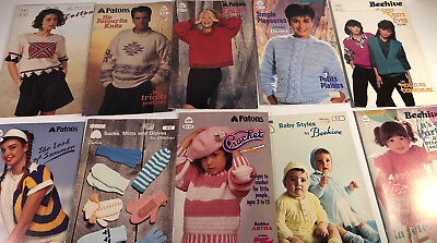 #ad Lot of 10 Vintage Patons Knit Crochet Pattern Books. Patons. Baby Mohair More.