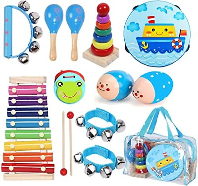#ad Kids Musical Instruments Sets 12pcs Wooden Percussion Instruments Toys Tambouri