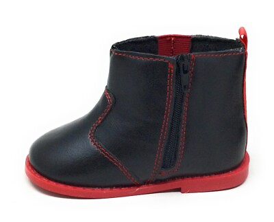 #ad Rugged Bear Unisex Baby RB24335 Ankle Boots Black Red Leather Size 4T