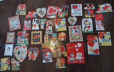 #ad Lot 36 Vtg Valentine#x27;s Cards Teacher Hallmark Ameri card 1950s Ephemera Love