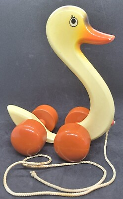 Wooden Pull Toy Swan Duck Kouvalias Greek Toy VINTAGE