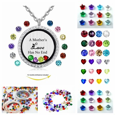 #ad 5set 12 Colors Glass Floating Birthstone Charms 3mm 4mm 5mm Memory Locket