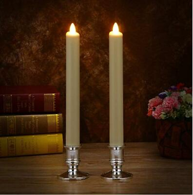 Luminara Ivory Unscented Wax Flameless Taper Candles Moving Wick Set of 2