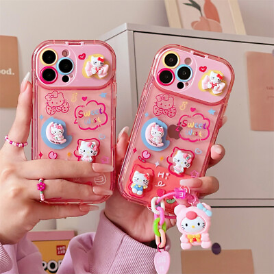 Cute Hello Kitty Pendant Stand Mirror Case Cover for iPhone 14 Pro Max 11 12 13