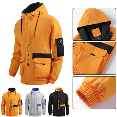 Men Rain Jacket Shell Coat Raincoat Outwear Coat Hooded Waterproof Useful Casual