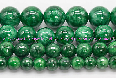 #ad Natural Beads Jade Green Color Grade AAA Round Loose Beads 6 8 10 12mm