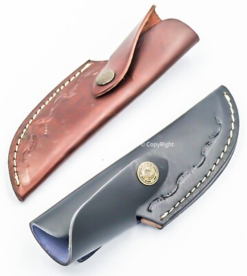 7quot; Handmade Real Leather Sheath For Fixed Hunting Blade Knife Engraved Belt Loo