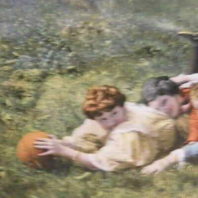 #ad #ad Vintage Postcard Mother Playing With Children in Field c 1908 Basketball?