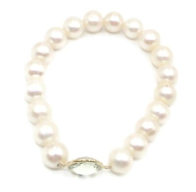 #ad Sophia Fine Jewelry Freshwater White Pearl amp; Green Amethyst Elastic