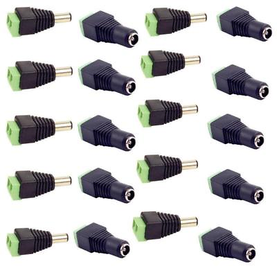 #ad 20pcs MaleFemale DC Power Jack Connector Adapter Plug 2.1 x 5.5mm for CCTV