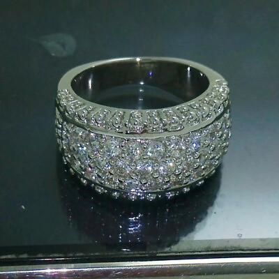 #ad Fashion Women 925 Silver Ring Round Cut Cubic Zircon Wedding Jewelry Sz 6 10